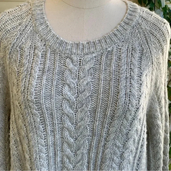 Soft Surroundings Cozy Cold Shoulder Sweater Plus Size 3X Gray Cable Knit Wool - Picture 9 of 9